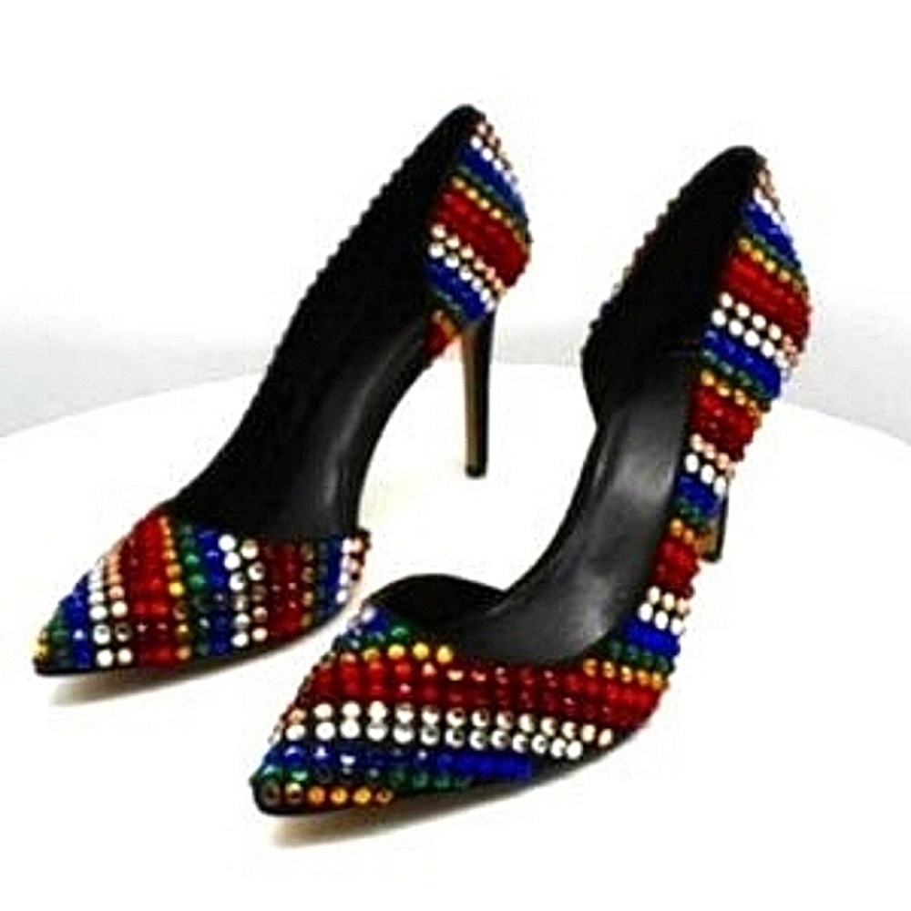 NEW INC Kenjay Rhinestone Pointed Toe D'Orsay Heels - Picture 3 of 10